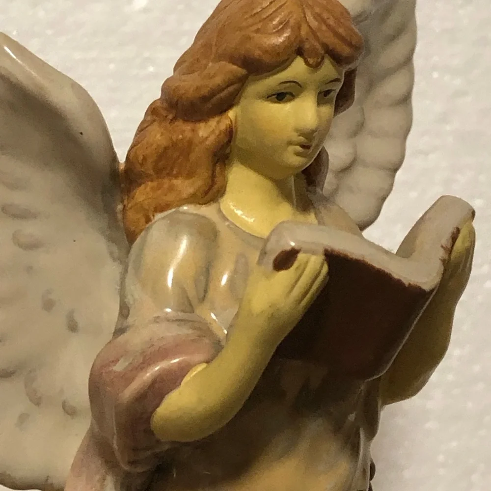 Porcelain Angel Figurine in Soft Cream and Pink